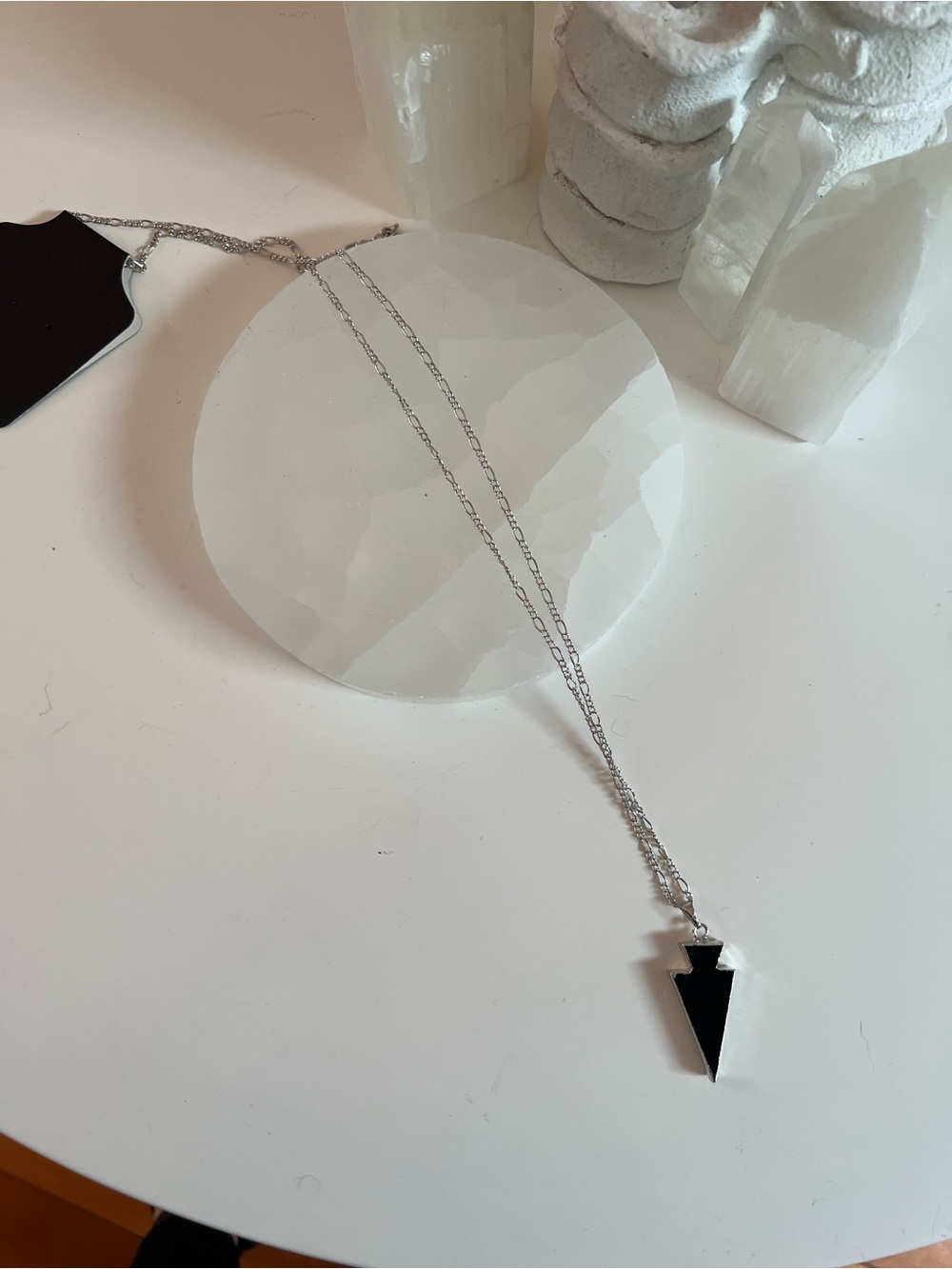 Black and Silver Arrowhead Pendant Necklace - Picture 3 of 4